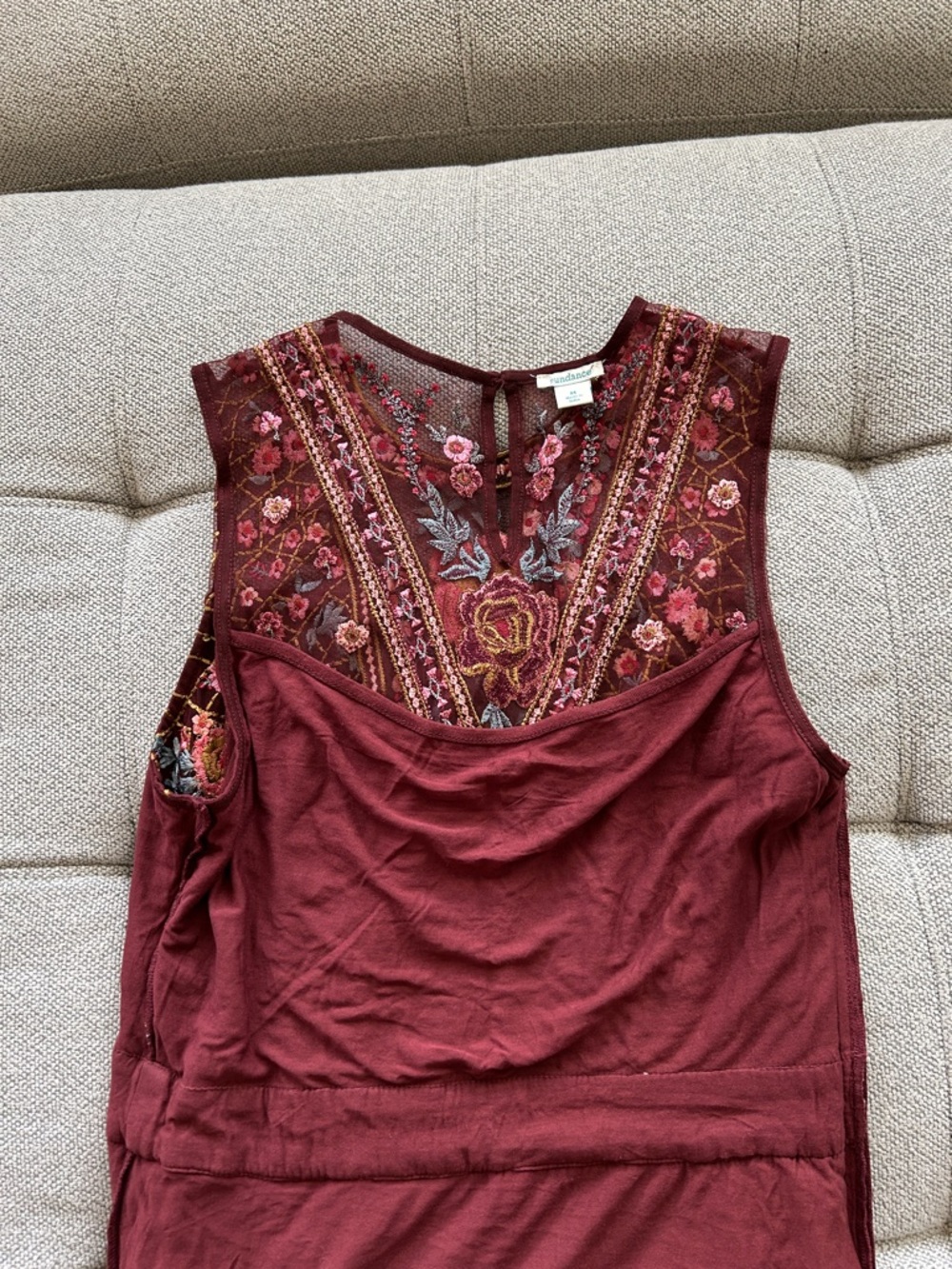 Sundance Burgundy Sleeveless Embroidered Floral Maxi Dress - Picture 10 of 10